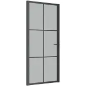 vidaXL Binnendeur 93x201,5 cm matglas en aluminium zwart