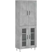 vidaXL Hoge kast 69,5x34x180 cm bewerkt hout betongrijs