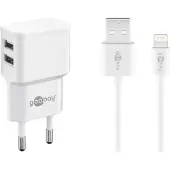 Pro USB oplader + Lightning iPhone kabel - 2400 mA Adapter