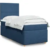 vidaXL Boxspring met matras stof blauw 100x200 cm