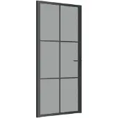 vidaXL Binnendeur 93x201,5 cm ESG-glas en aluminium zwart