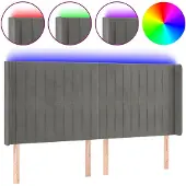 vidaXL Hoofdbord LED 163x16x118/128 cm fluweel lichtgrijs