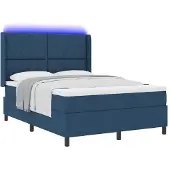 vidaXL Boxspringbed met matras en hoofdeinde, blauw, 140 x 200 cm, stof