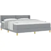 vidaXL Boxspringbed met hoofdeinde Lichtgrijs 200 x 180 cm Stof