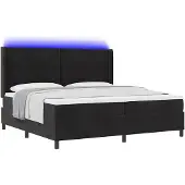 vidaXL Boxspringbed met LED-verlichting, zwart, 200 x 200 cm, fluweel
