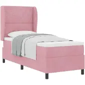 vidaXL Boxspringbed met matras en hoofdeinde, roze, 80 x 200 cm, fluweel