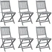 vidaXL Inklapbare stoelen 6 st met kussens massief acaciahout