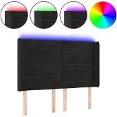 vidaXL Hoofdbord LED 147x16x118/128 cm fluweel zwart