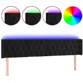 vidaXL Hoofdbord LED 203x16x78/88 cm fluweel zwart