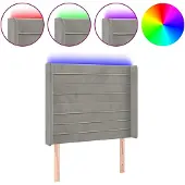 vidaXL Hoofdbord LED 83x16x118/128 cm fluweel lichtgrijs