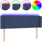 vidaXL Hoofdbord LED 147x16x78/88 cm stof blauw
