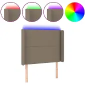 vidaXL Hoofdbord LED 103x16x118/128 cm stof taupe