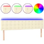 vidaXL Hoofdbord LED 200x5x78/88 cm kunstleer crèmekleurig