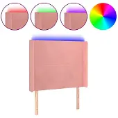 vidaXL Hoofdbord LED 83x16x118/128 cm fluweel roze