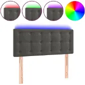 vidaXL Hoofdbord LED 100x5x78/88 cm fluweel donkergrijs