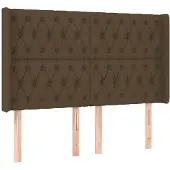 vidaXL Hoofdbord met randen 147x16x118/128 cm stof donkerbruin