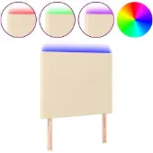 vidaXL Hoofdbord LED 90x5x118/128 cm stof crèmekleurig