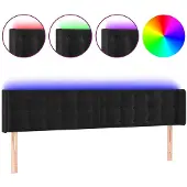 vidaXL Hoofdbord LED 163x16x78/88 cm fluweel zwart
