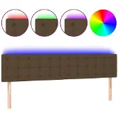 vidaXL Hoofdbord LED 200x5x78/88 cm stof donkerbruin