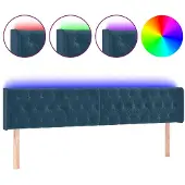 vidaXL Hoofdbord LED 203x16x78/88 cm fluweel donkerblauw
