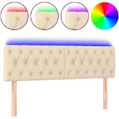 vidaXL Hoofdbord LED 144x7x78/88 cm stof crèmekleurig