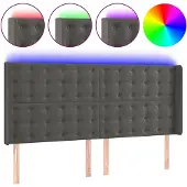 vidaXL Hoofdbord LED 183x16x118/128 cm fluweel donkergrijs