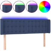 vidaXL Hoofdbord LED 147x16x78/88 cm stof blauw