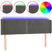 vidaXL Hoofdbord LED 147x16x78/88 cm fluweel donkergrijs