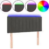 vidaXL Hoofdbord LED 80x5x78/88 cm fluweel donkergrijs