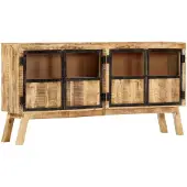 vidaXL Dressoir 160x30x80 cm massief ruw mangohout bruin en zwart