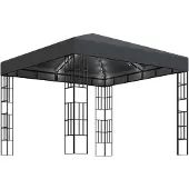 vidaXL Prieel met LED-lichtslinger 3x3 m antracietkleurig