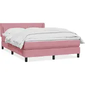 vidaXL Boxspring met matras fluweel roze 140x220 cm