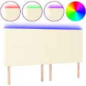 vidaXL Hoofdbord LED 200x5x118/128 cm kunstleer crèmekleurig
