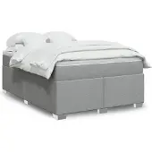 vidaXL Boxspring met matras stof lichtgrijs 140x200 cm