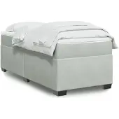 vidaXL Boxspring met matras fluweel lichtgrijs 100x200 cm