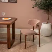 Giga Meubel Eetkamerstoel Alexia Oud Roze/Walnoot Faux Fur
