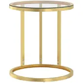 vidaXL Bijzettafel 45 cm gehard glas goudkleurig en transparant