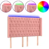 vidaXL Hoofdbord LED 163x16x118/128 cm fluweel roze