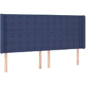 vidaXL Hoofdbord met randen 183x16x118/128 cm stof blauw