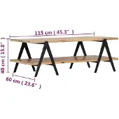 vidaXL Salontafel 115x60x40 cm massief mangohout