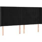 vidaXL Hoofdbord met randen 183x16x118/128 cm fluweel zwart