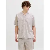 Jack & Jones Overhemd 'Hawaii' lichtbruin / wit