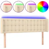 vidaXL Hoofdbord LED 147x16x78/88 cm stof crèmekleurig