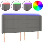 vidaXL Hoofdbord LED 203x16x118/128 cm stof donkergrijs