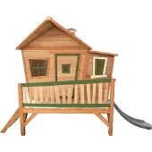 Axi Emma Speelhuis op palen & grijze Glijbaan | Speelhuisje voor de tuin / buiten in bruin & groen van FSC hout | Speeltoestel voor kinderen