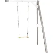 Axi Enkele Schommel van hout in grijs & wit | Schommel met muurbevestiging voor kinderen met houten schommelzitje | Schommelset enkel aan muur voor tuin / buiten