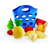 Hape Fruitmandje - Speelgoed Fruitkorf met 7 Zachte Stuks Speelfruit, vanaf 18 Maanden