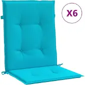 vidaXL Stoelkussens 6 st lage rug stof turquoise