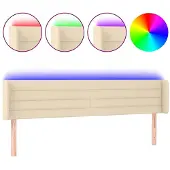 vidaXL Hoofdbord LED 183x16x78/88 cm stof crèmekleurig