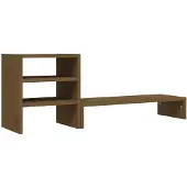 vidaXL Monitorstandaard 81x20x30 cm massief grenenhout honingbruin